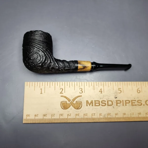 MBSD Briars by Piero Vitale Vintage Sandblasted Billiard w/Olivewood Briar Pipe, New - Image 8