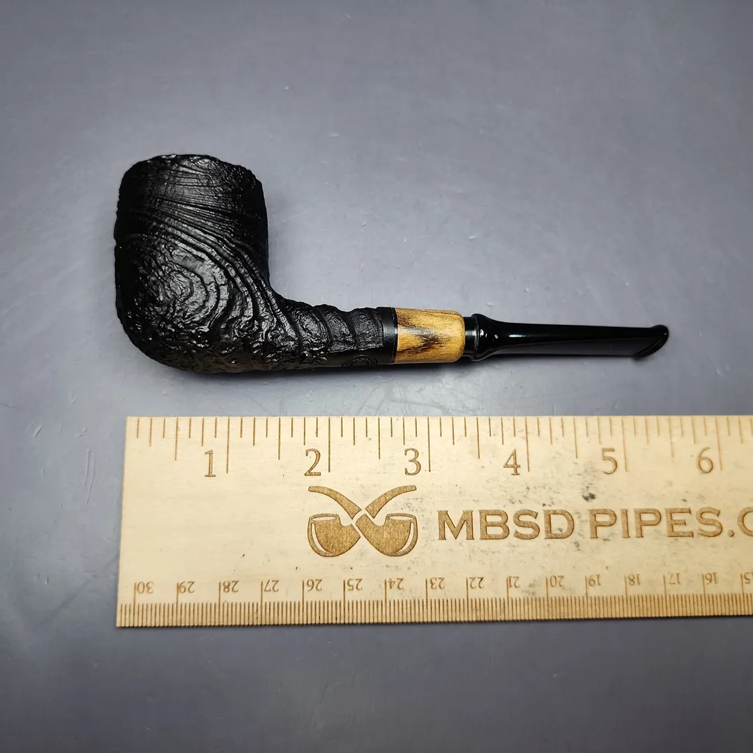 MBSD Briars by Piero Vitale Vintage Sandblasted Billiard w/Olivewood Briar Pipe, New - Image 8