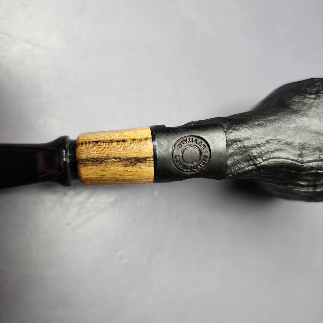 MBSD Briars by Piero Vitale Vintage Sandblasted Billiard w/Zebrawood Briar Pipe, New - Image 8