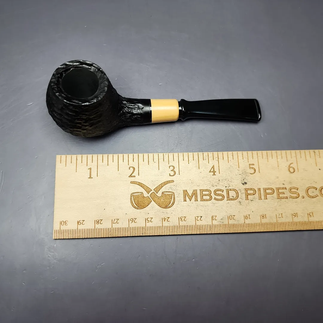 MBSD Briars by Piero Vitale Black Rusticated Author w/ Boxwood Briar Pipe, New - Image 8