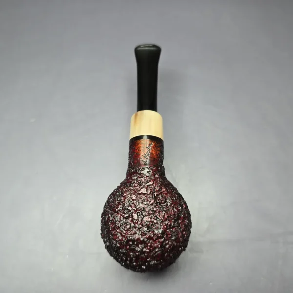 J Mouton Partially Rusticated Apple w/ Horn Handmade Briar Pipe, New - Image 8