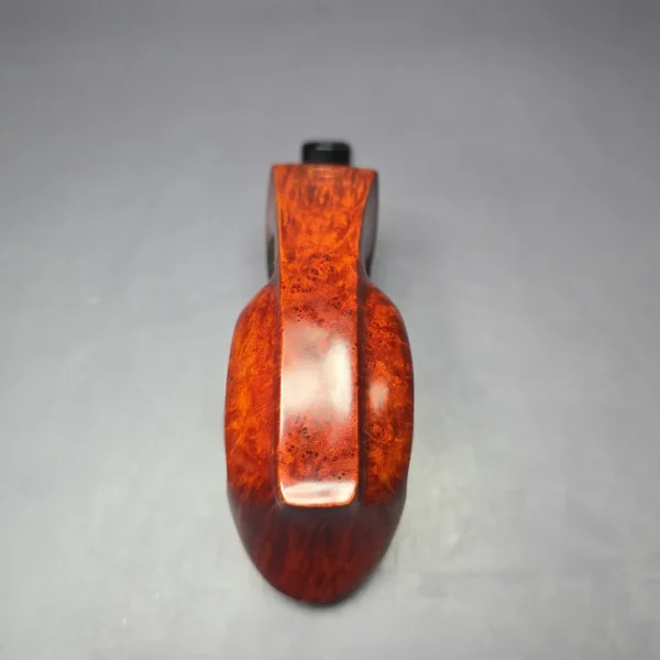 SU Pipes Partially Rusticated Panel Blowfish w/ Horn Handmade Briar Pipe, New - Image 8