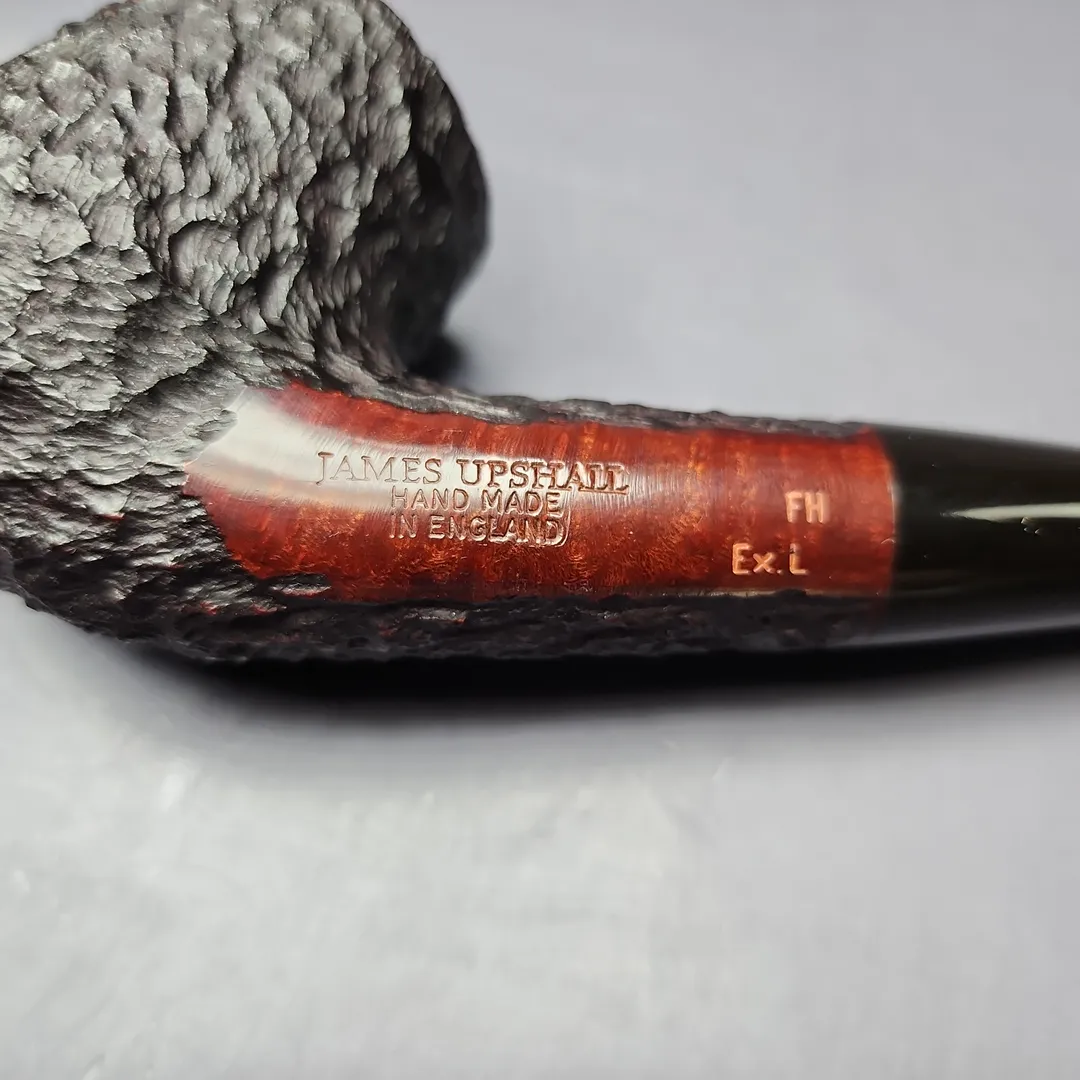 James Upshall Bark EXL Partially Rusticated Bent Billiard Estate Briar Pipe, Unsmoked - Image 8