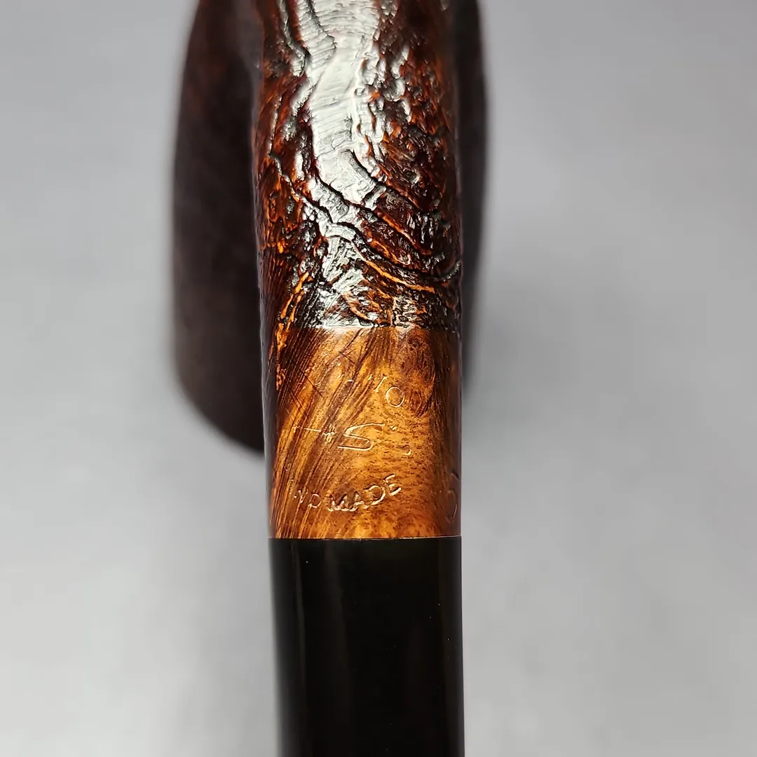 HS Studio Sandblasted "Sven Knudsen" Bent Stack Estate Briar Pipe, Unsmoked - Image 8