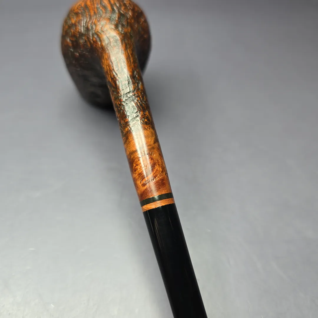 HS Studio Pencil Shank Sandblasted Stack Billiard Estate Briar Pipe, Unsmoked - Image 8
