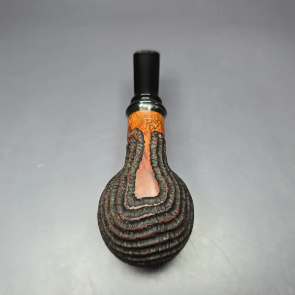 G Pipes Rusticated Danish Apple w/ Horn Handmade Briar Pipe, New - Image 8