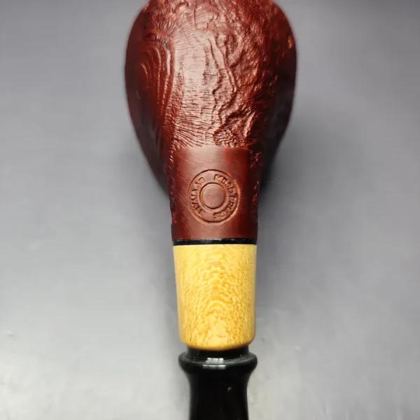 MBSD Briars by Piero Vitale Red Sandblasted Brandy w/ Boxwood Briar Pipe, New - Image 9