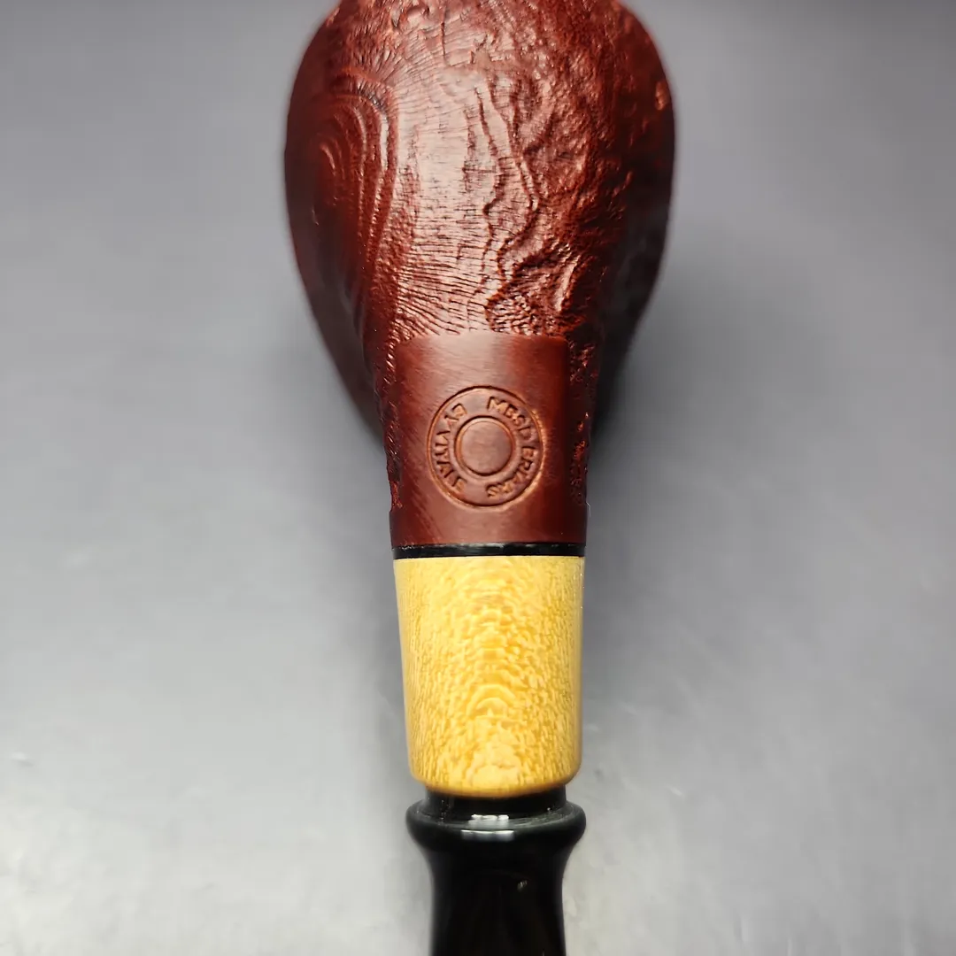 MBSD Briars by Piero Vitale Red Sandblasted Brandy w/ Boxwood Briar Pipe, New - Image 9