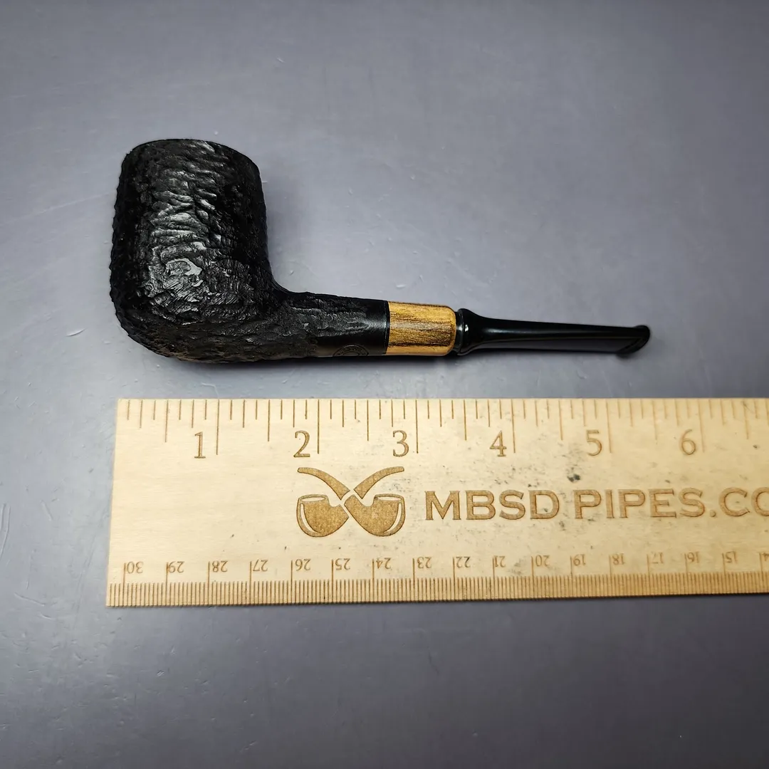 MBSD Briars by Piero Vitale Black Rusticated Billiard w/ Zebrawood Briar Pipe, New - Image 9