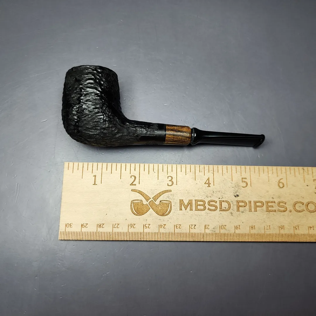 MBSD Briars by Piero Vitale Black Rusticated Billiard w/ Zebrawood Briar Pipe, New - Image 9