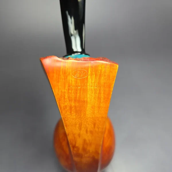 SU Pipes XL Smooth Blowfish w/ Stabilized Maple Burl Handmade Briar Pipe, New - Image 9