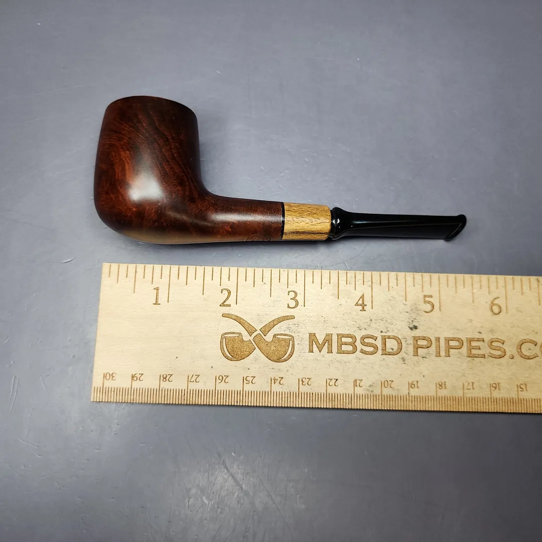 MBSD Briars by Piero Vitale Sienna Contrast Smooth Billiard w/ Zebrawood Briar Pipe, New - Image 9