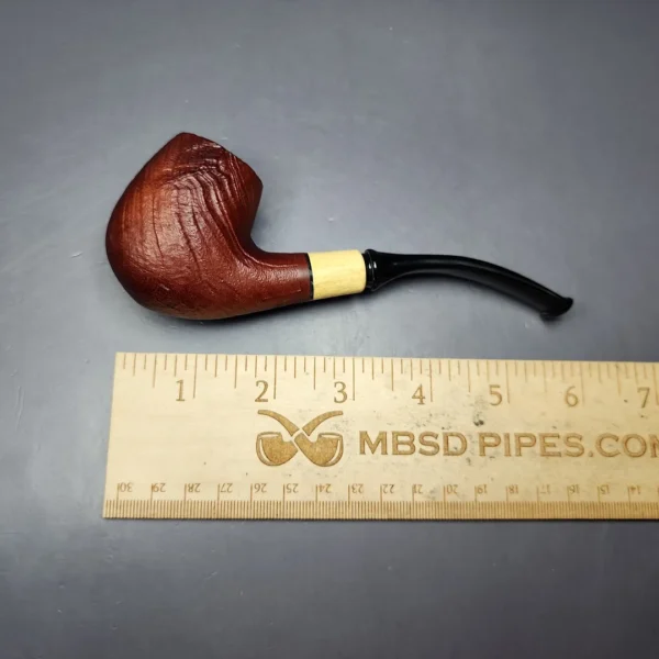 MBSD Briars by Piero Vitale Red Sandblasted Brandy w/ Boxwood Briar Pipe, New - Image 9
