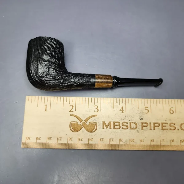 MBSD Briars by Piero Vitale Vintage Sandblasted Billiard w/ Zebrawood Briar Pipe, New - Image 9