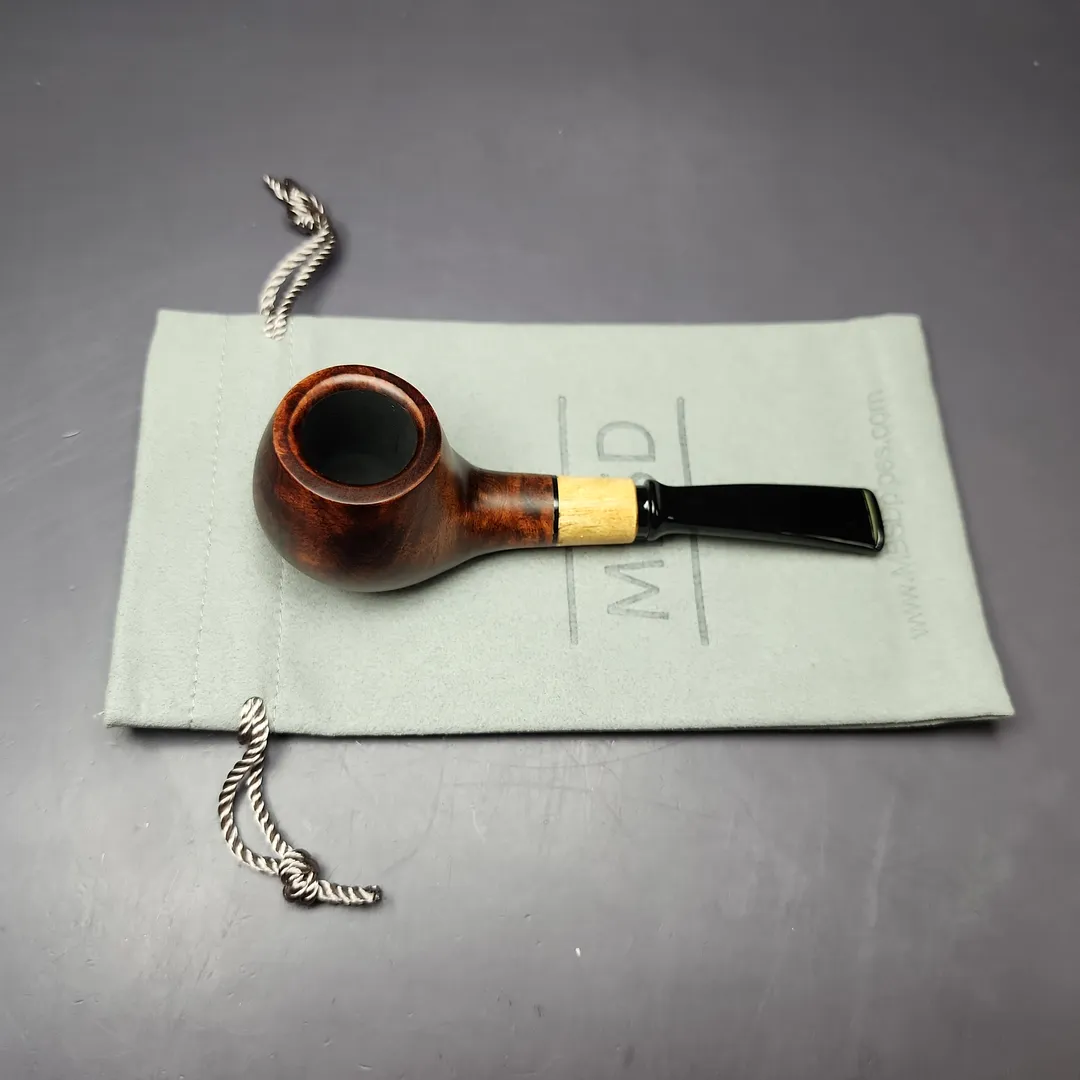 MBSD Briars by Piero Vitale Sienna Contrast Smooth Author w/ Boxwood Briar Pipe, New - Image 9