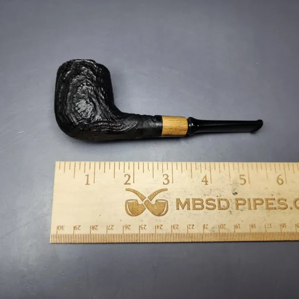 MBSD Briars by Piero Vitale Vintage Sandblasted Billiard w/Zebrawood Briar Pipe, New - Image 9