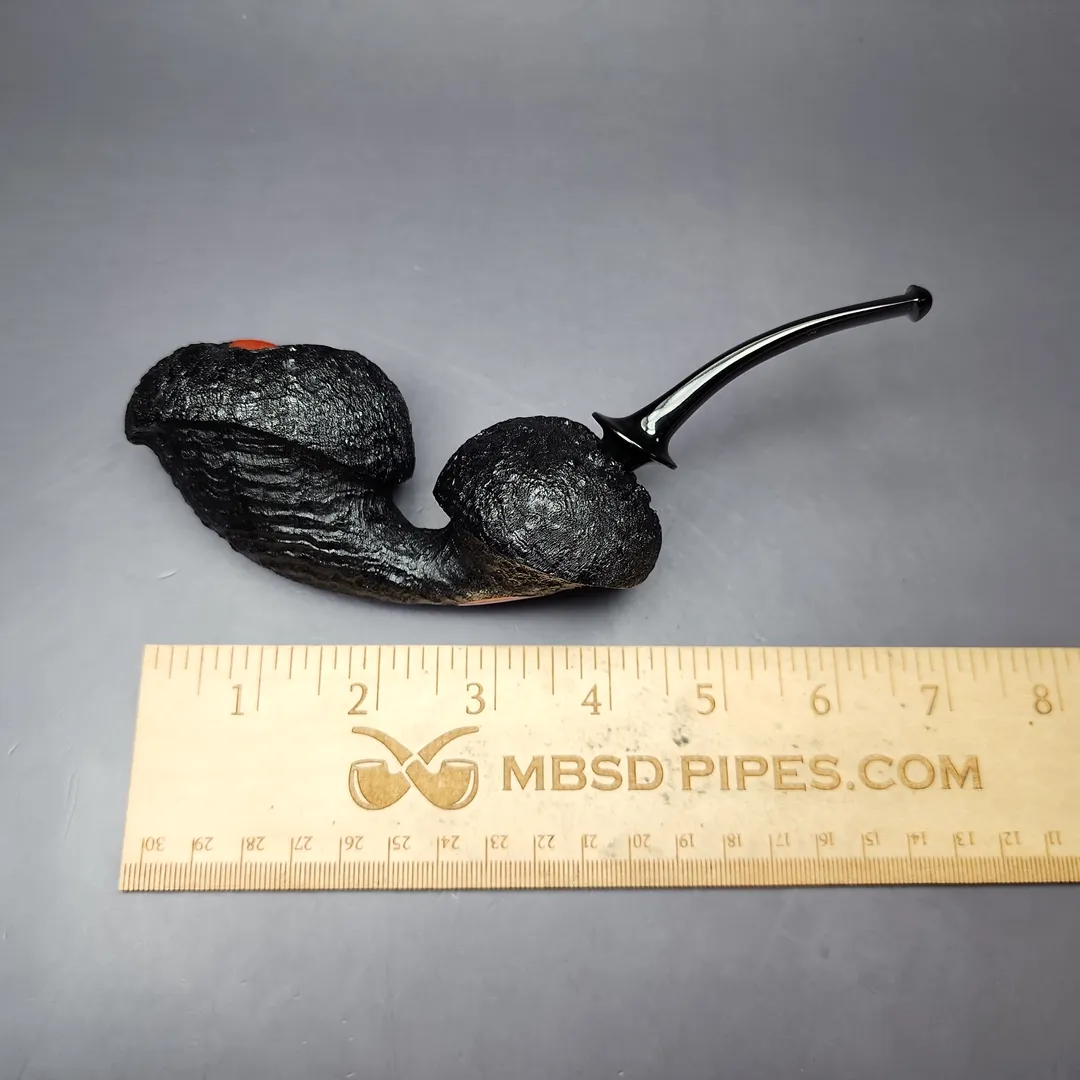 HS Studio XL Asymmetric Sandblasted Freehand Estate Briar Pipe, Unsmoked - Image 9