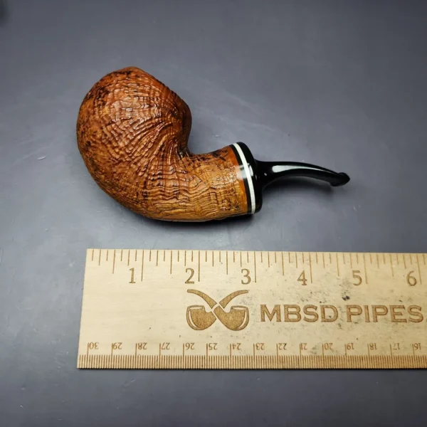 C-Pipe Contrast Sandblasted Apple w/ Reverse Calabash Briar Pipe, New - Image 9