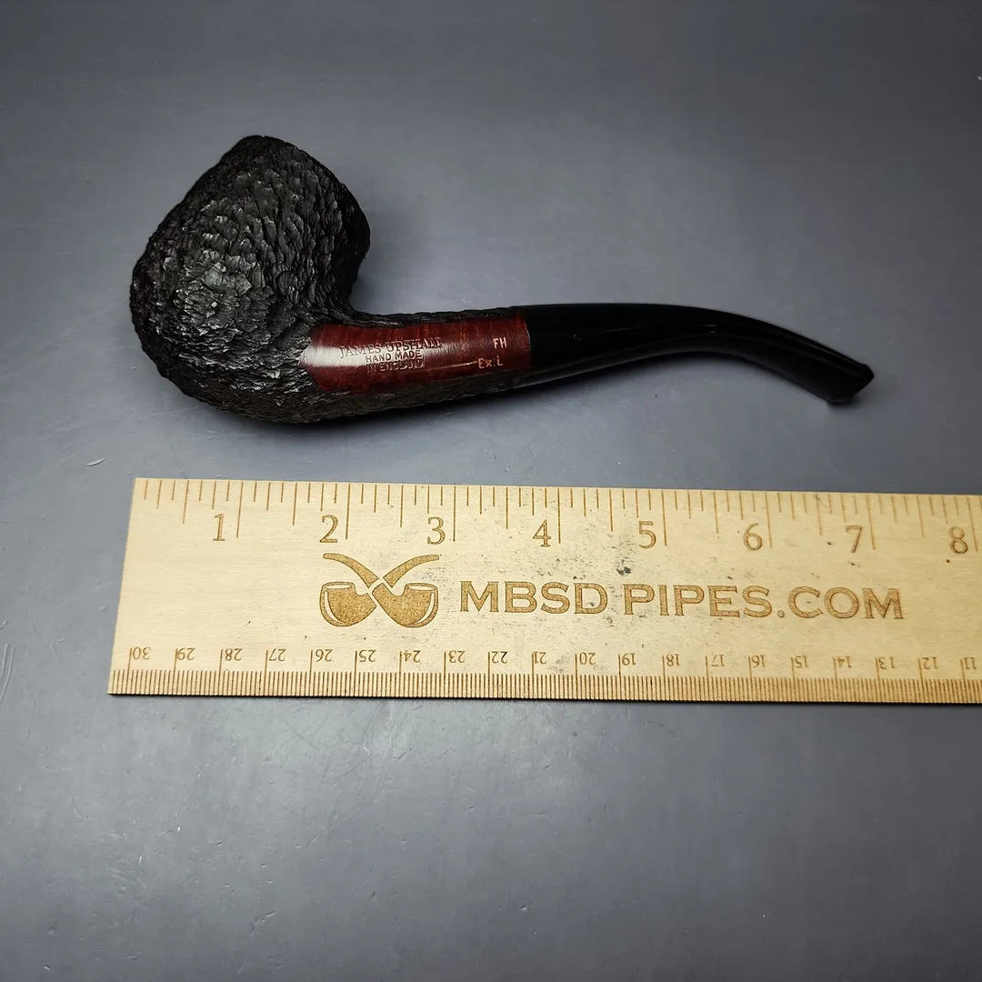 James Upshall Bark EXL Partially Rusticated Bent Billiard Estate Briar Pipe, Unsmoked - Image 9