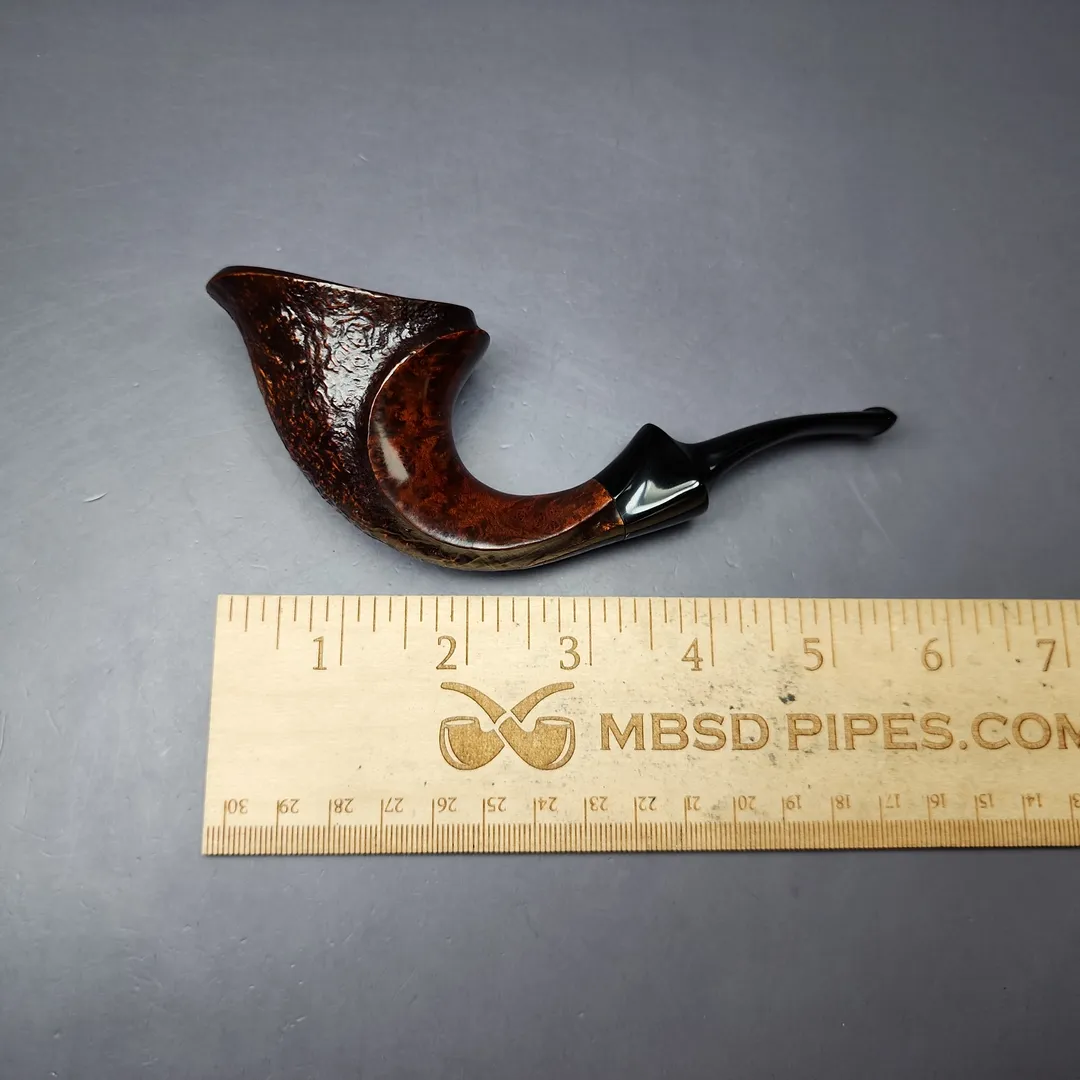 HS Studio Partially Sandblasted Horn Freehand Estate Briar Pipe, Unsmoked - Image 9