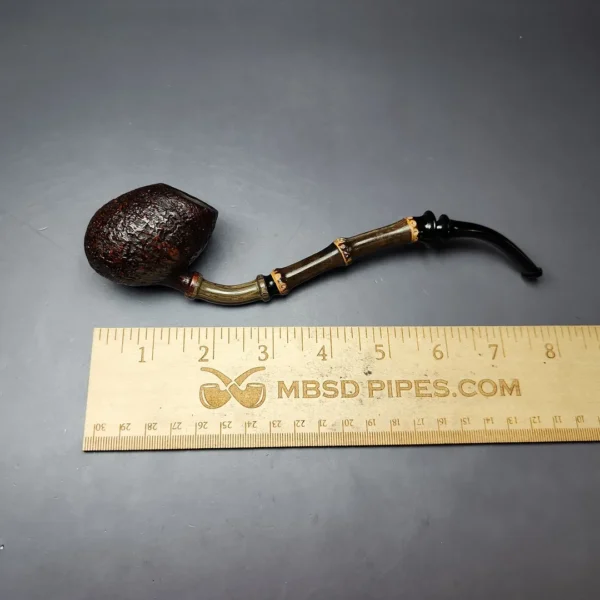 HS Studio Sandblasted Egg Churchwarden w/ Bamboo Estate Briar Pipe, Unsmoked - Image 9