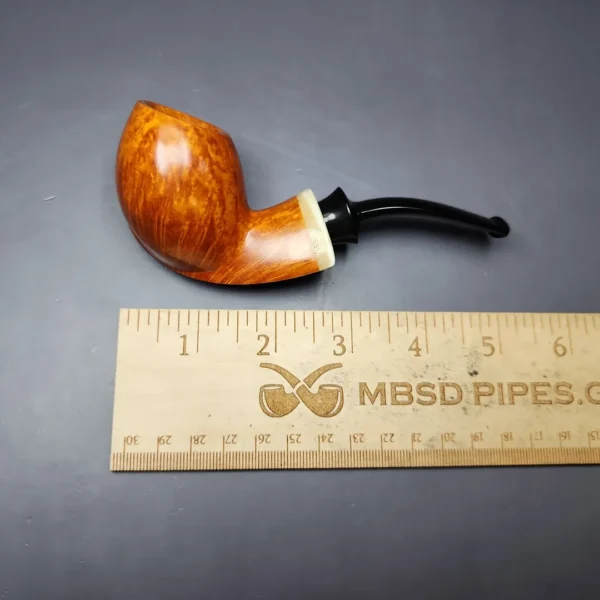 Sebastian Heck Smooth "Ivarsson" Blowfish w/ Bone Handmade Briar Pipe, New - Image 9