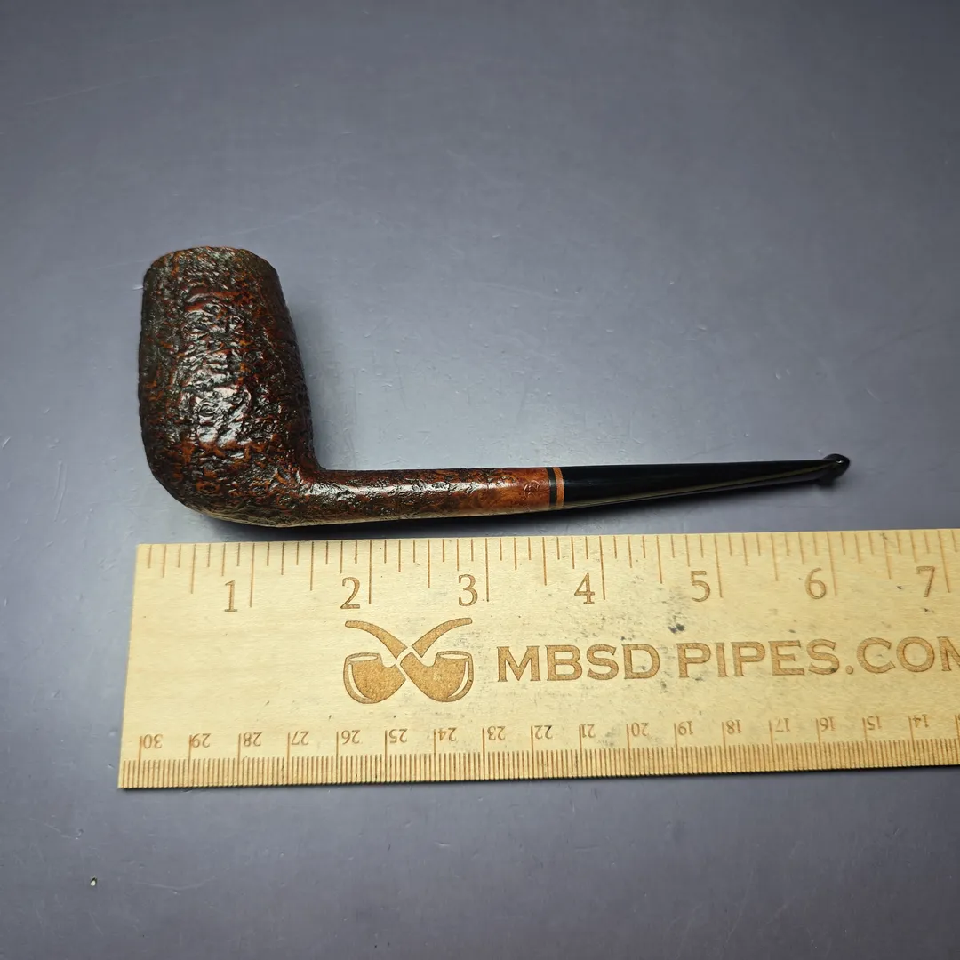 HS Studio Pencil Shank Sandblasted Stack Billiard Estate Briar Pipe, Unsmoked - Image 9