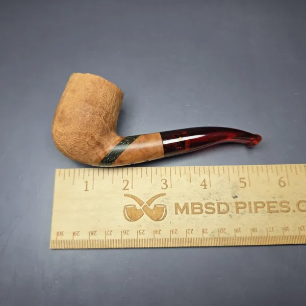 Paronelli Rusticated Bent Billiard w/ Fossilized Oak Estate Briar Pipe, Unsmoked - Image 9