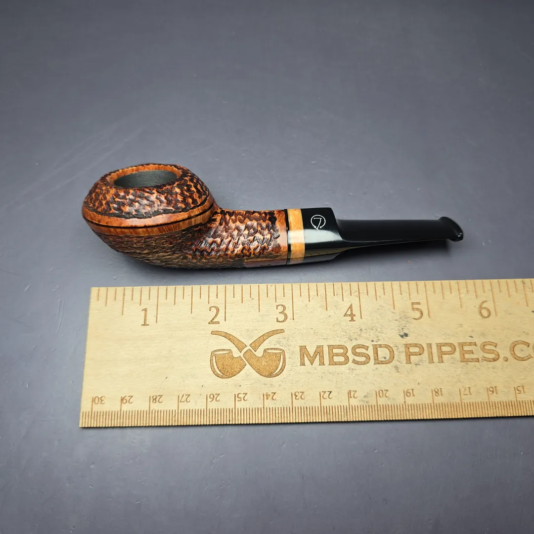 Jirsa Rusticated Squat Bulldog Estate Briar Pipe, Unsmoked, 9mm - Image 9