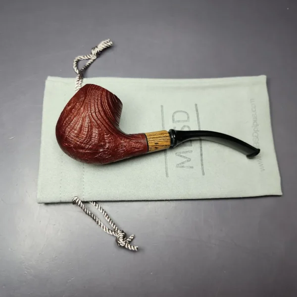 MBSD Briars by Piero Vitale Vintage Sandblasted Brandy w/ Zebrawood Briar Pipe, New - Image 10