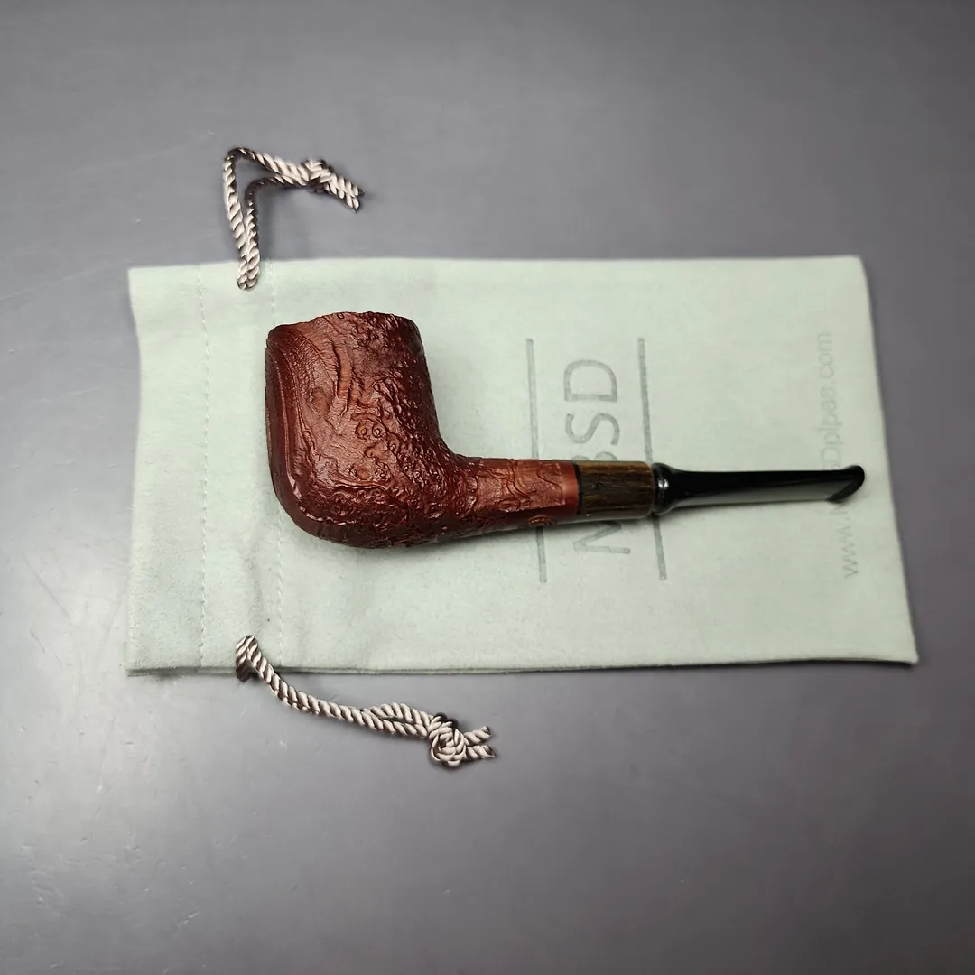MBSD Briars by Piero Vitale Vintage Sandblasted Billiard w/ Zebrawood Briar Pipe, New - Image 10