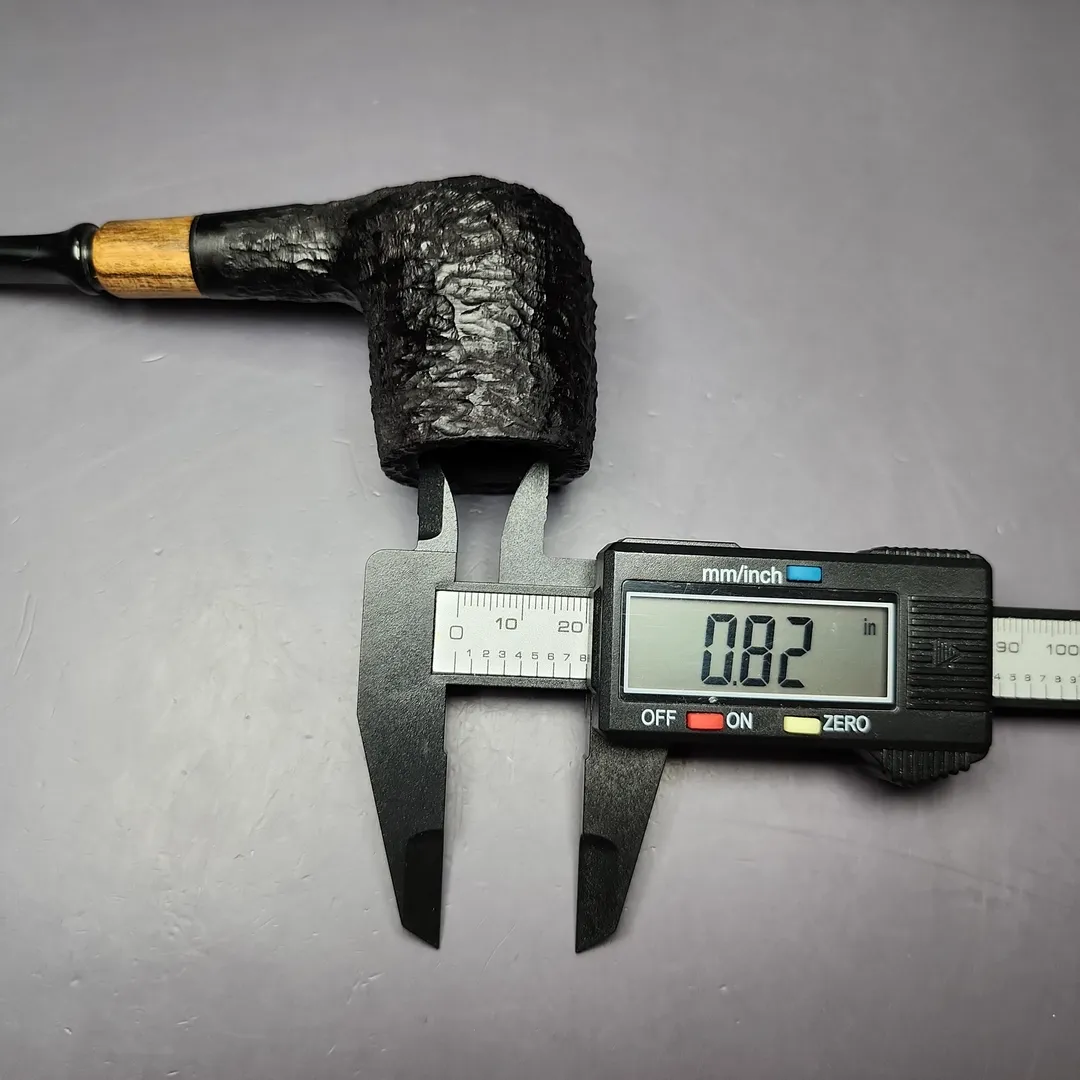 MBSD Briars by Piero Vitale Black Rusticated Billiard w/ Zebrawood Briar Pipe, New - Image 10