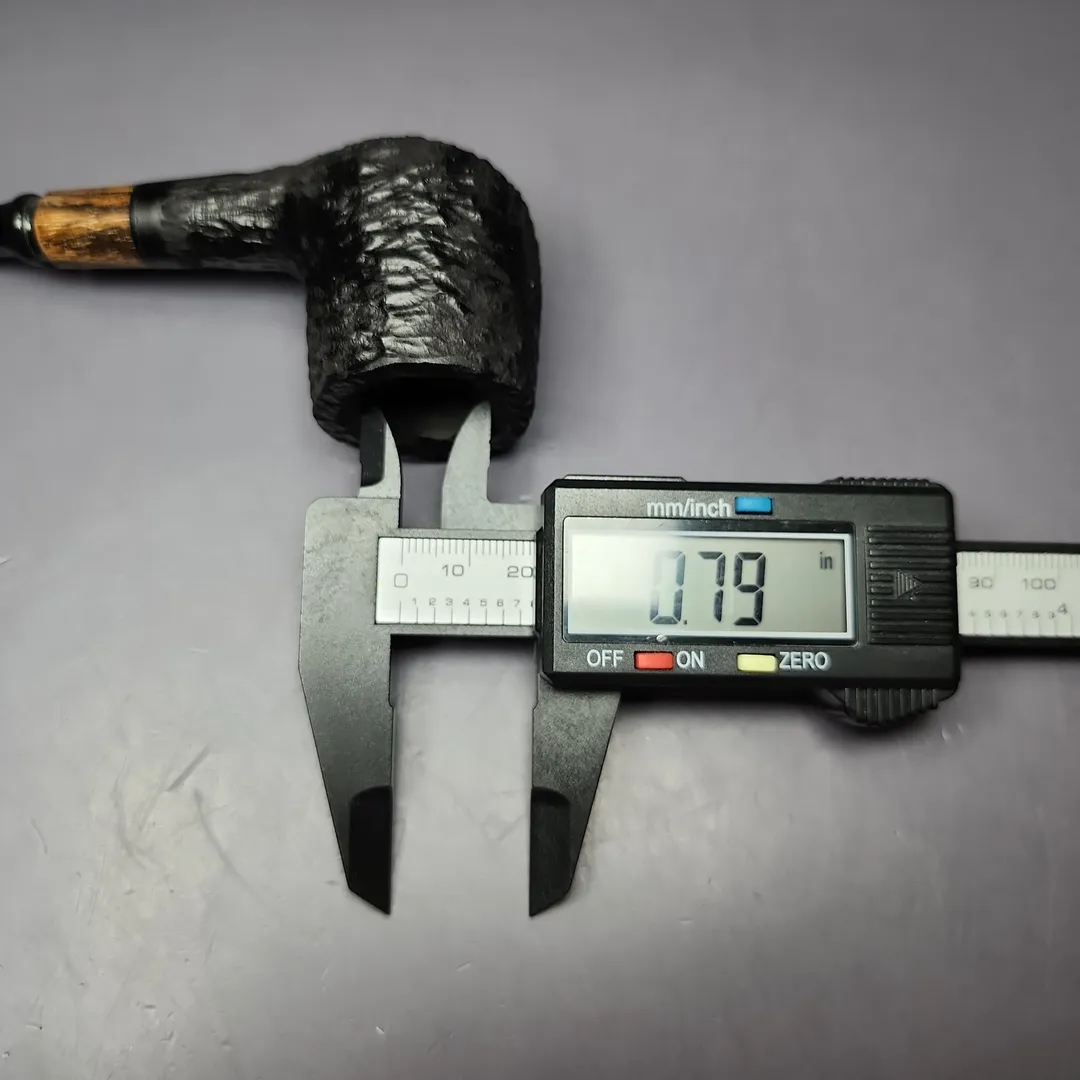 MBSD Briars by Piero Vitale Black Rusticated Billiard w/ Zebrawood Briar Pipe, New - Image 10