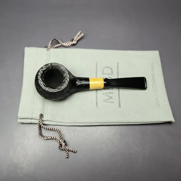 MBSD Briars by Piero Vitale Black Rusticated Author w/ Boxwood Briar Pipe, New - Image 10