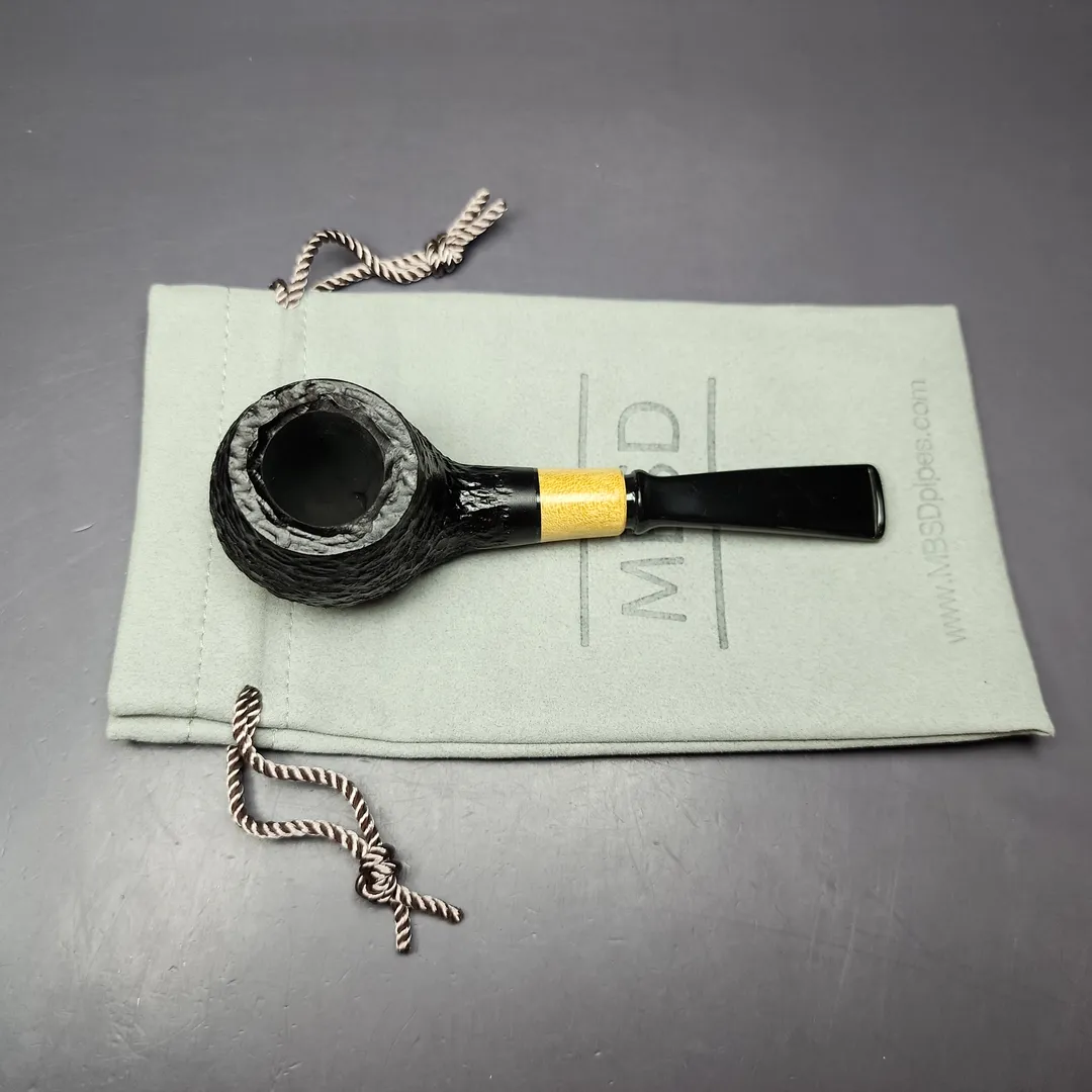 MBSD Briars by Piero Vitale Black Rusticated Author w/ Boxwood Briar Pipe, New - Image 10