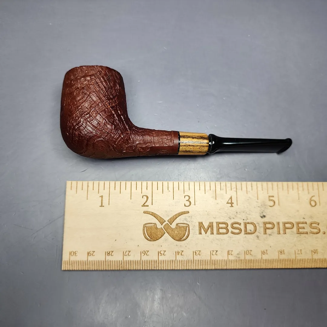MBSD Briars by Piero Vitale Vintage Sandblasted Billiard w/ Zebrawood Briar Pipe, New - Image 10