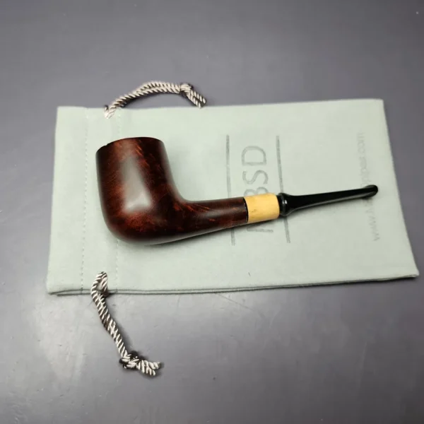 MBSD Briars by Piero Vitale Sienna Contrast Smooth Billiard w/ Boxwood Briar Pipe, New - Image 10