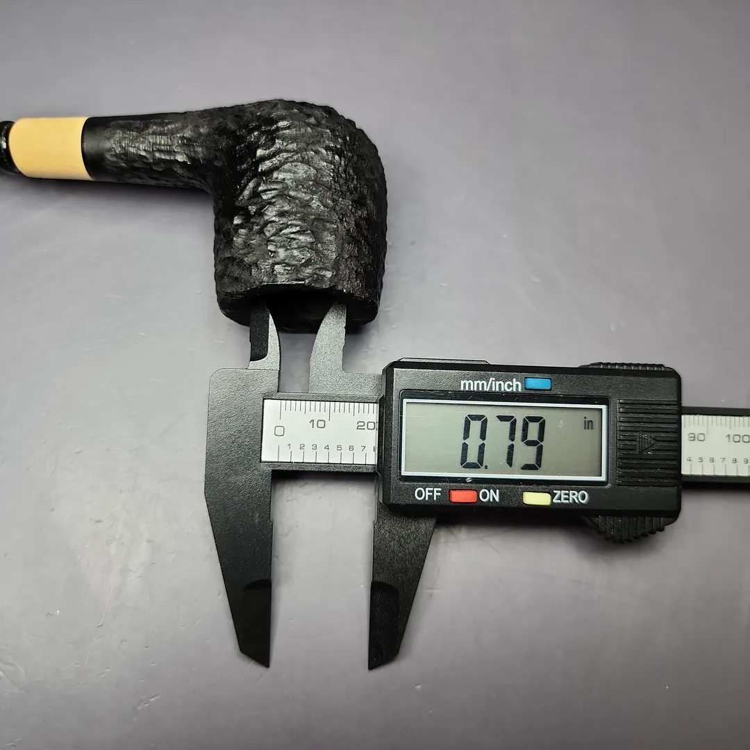 MBSD Briars by Piero Vitale Black Rusticated Billiard w/ Boxwood Briar Pipe, New - Image 10