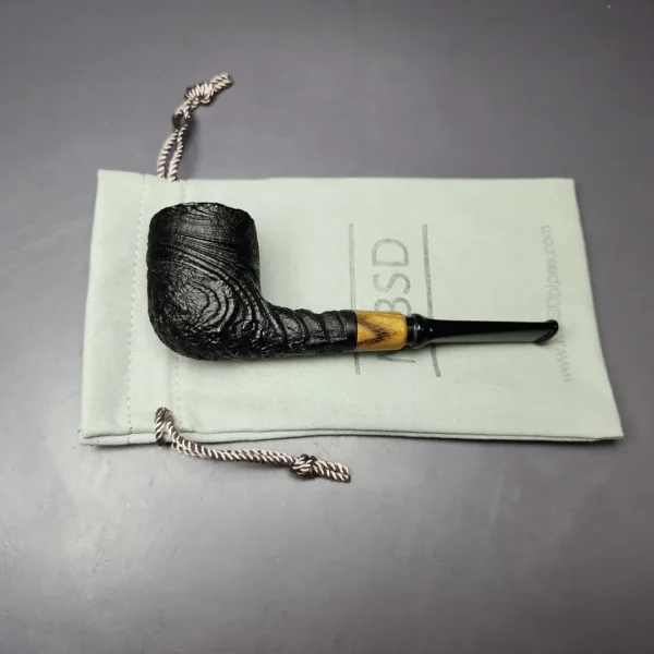 MBSD Briars by Piero Vitale Vintage Sandblasted Billiard w/Olivewood Briar Pipe, New - Image 10