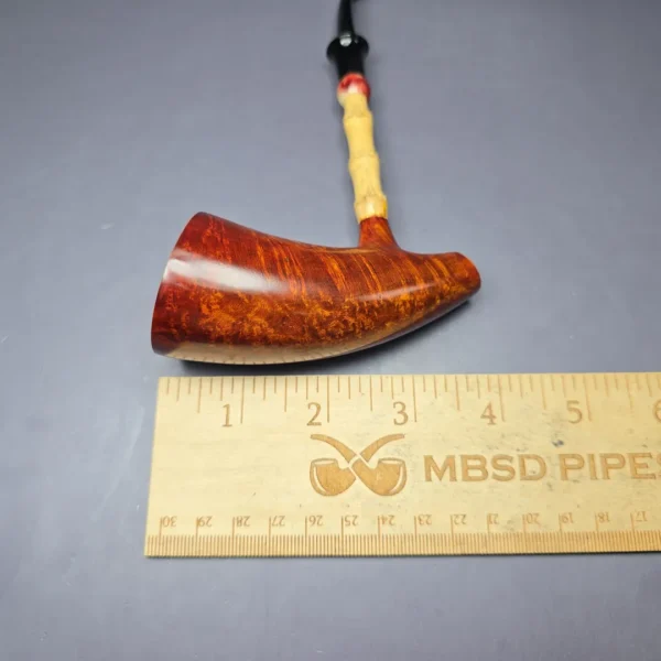 SU Pipes XL Smooth Pickaxe w/ Bamboo & Bakelite Handmade Smooth Briar Pipe, New - Image 10