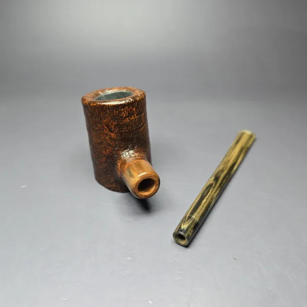 HS Studio Sandblasted "Don" Poker w/ Horn Estate Briar Pipe, Unsmoked - Image 10