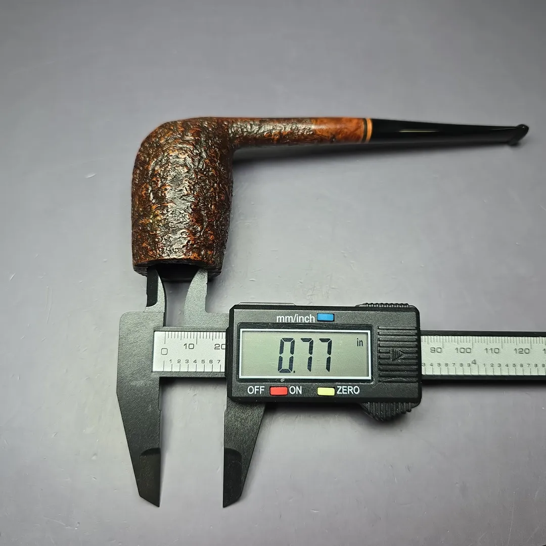 HS Studio Pencil Shank Sandblasted Stack Billiard Estate Briar Pipe, Unsmoked - Image 10