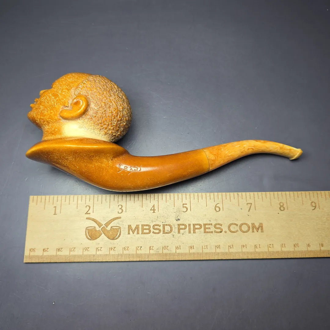 Ural (Sezai) Magnum "Moor" Bust Estate Block Meerschaum Pipe, Turkish Estates - Image 10