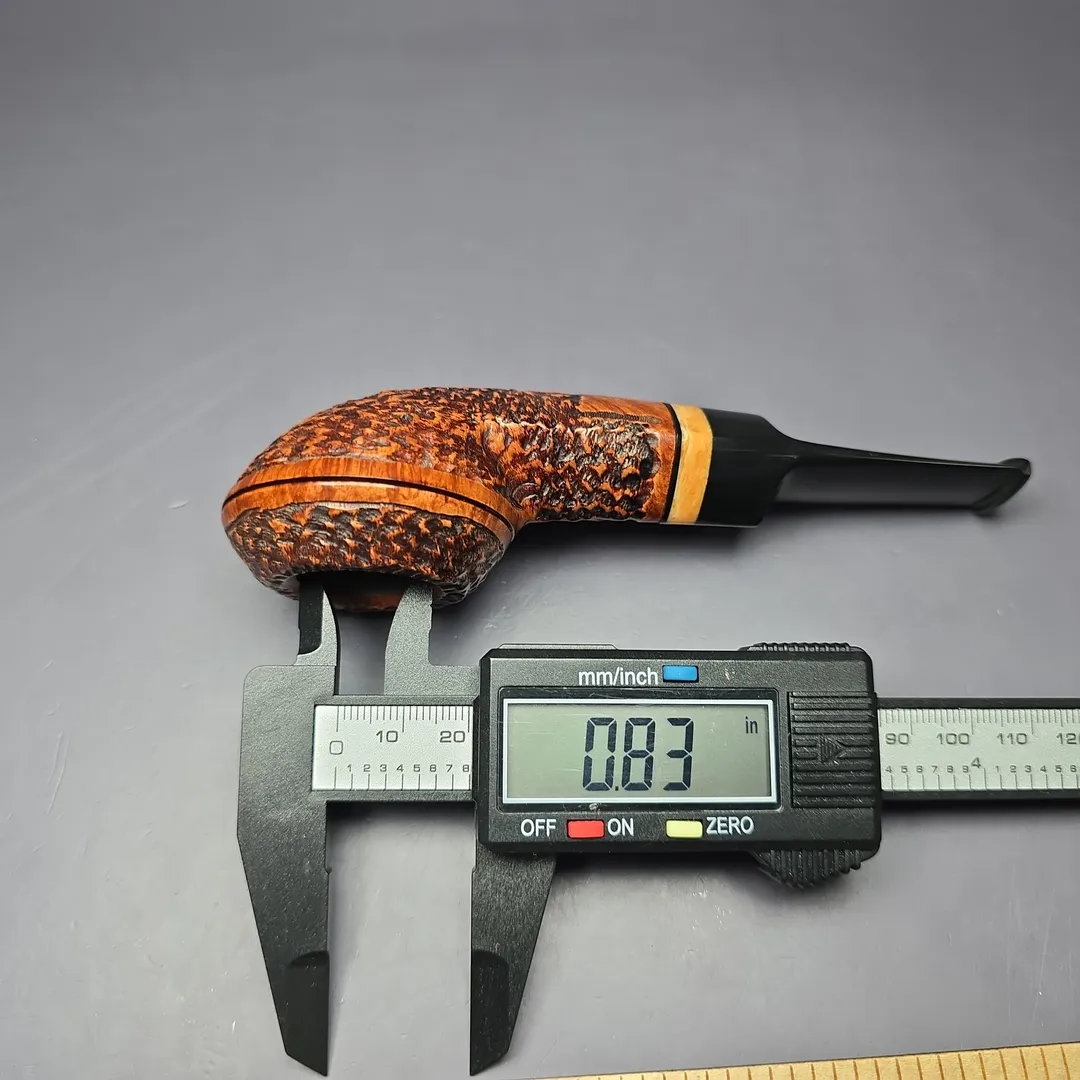 Jirsa Rusticated Squat Bulldog Estate Briar Pipe, Unsmoked, 9mm - Image 10