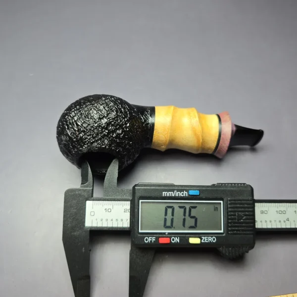 HS Studio Sandblasted Reverse Calabash Apple w/ Buddha Bamboo Estate Briar Pipe, Unsmoked - Image 10
