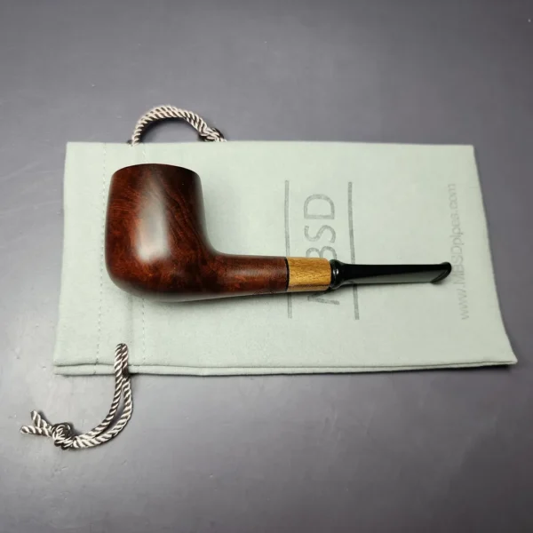 MBSD Briars by Piero Vitale Sienna Contrast Smooth Billiard w/ Zebrawood Briar Pipe, New - Image 11