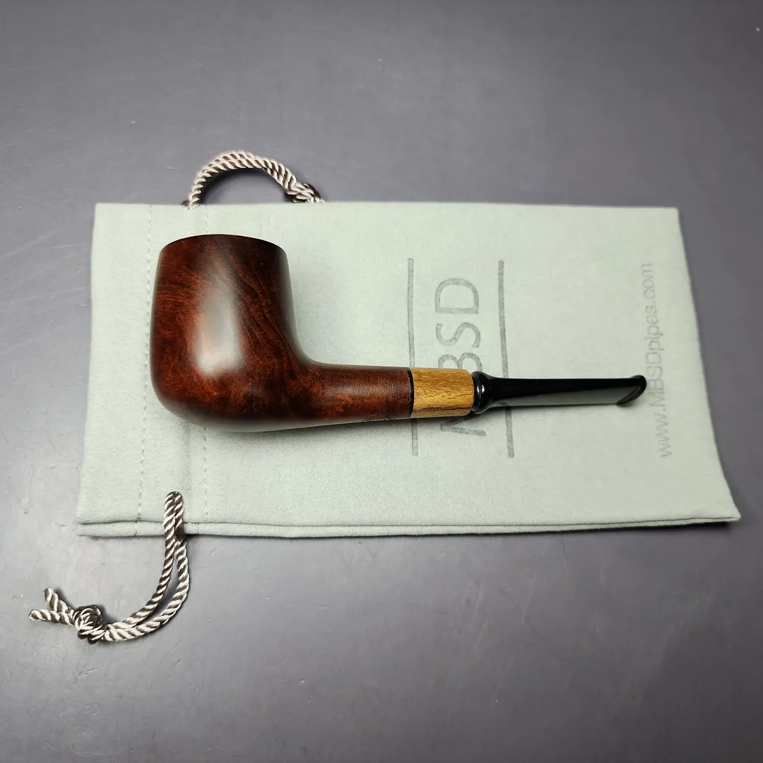 MBSD Briars by Piero Vitale Sienna Contrast Smooth Billiard w/ Zebrawood Briar Pipe, New - Image 11