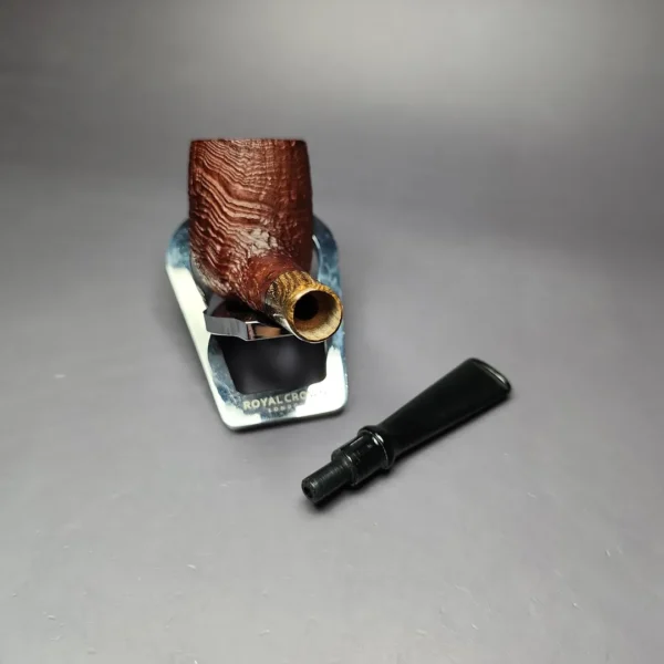 MBSD Briars by Piero Vitale Red Sandblasted Billiard w/ Zebrawood Briar Pipe, New - Image 11