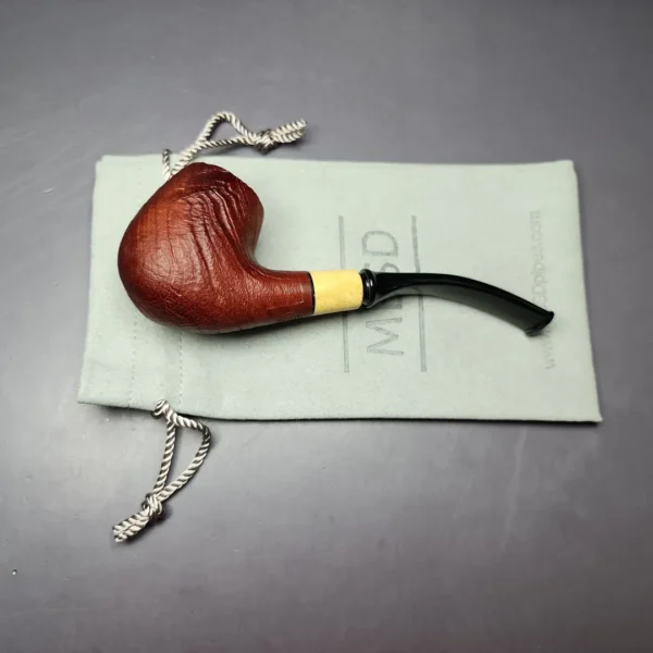 MBSD Briars by Piero Vitale Red Sandblasted Brandy w/ Boxwood Briar Pipe, New - Image 11