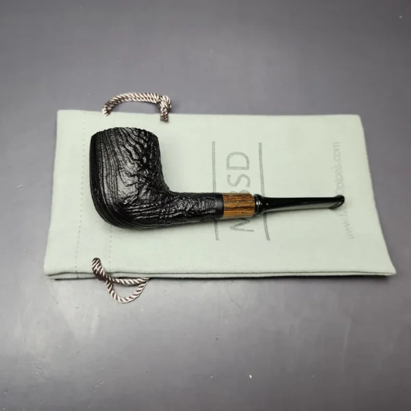 MBSD Briars by Piero Vitale Vintage Sandblasted Billiard w/ Zebrawood Briar Pipe, New - Image 11